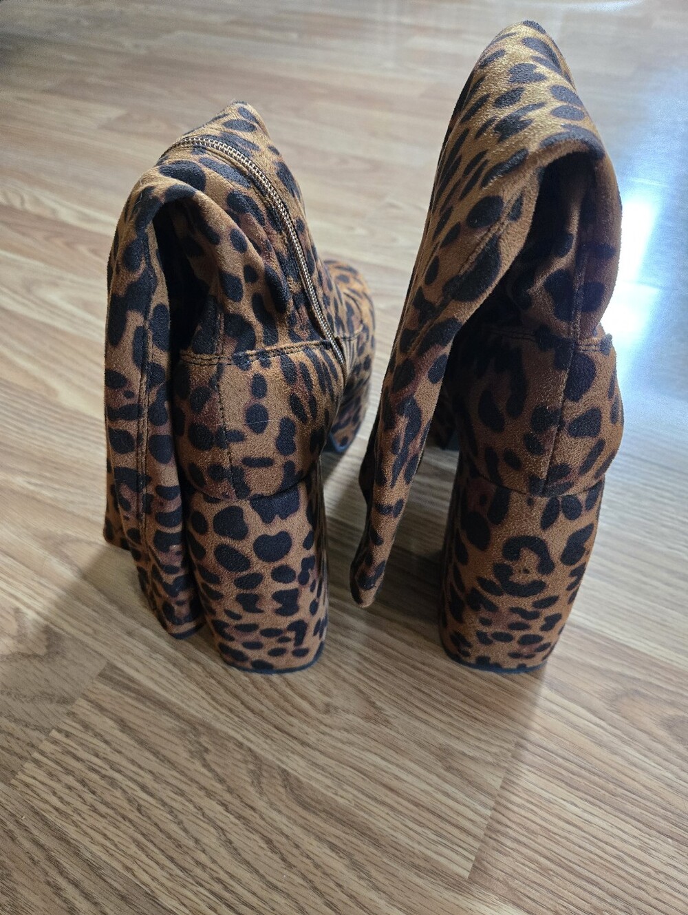 Leopard Print Platform Knee-High Boots - Brown - Picture 9 of 11